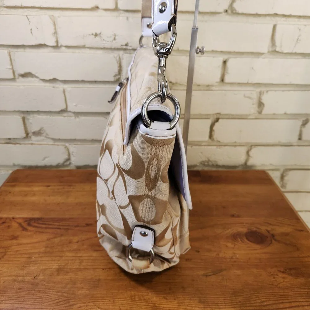 Coach Kyra Signature Khaki Messenger Shoulder Bag Purse